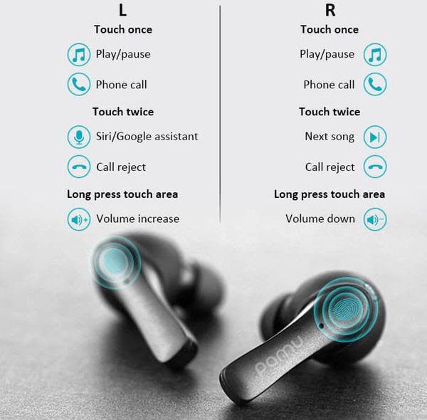 Padmate PaMU Slide True Wireless In-Ear Bluetooth Headset Zwart afbeelding 10