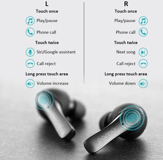 Padmate PaMU Slide True Wireless In-Ear Bluetooth Headset Zwart afbeelding 10