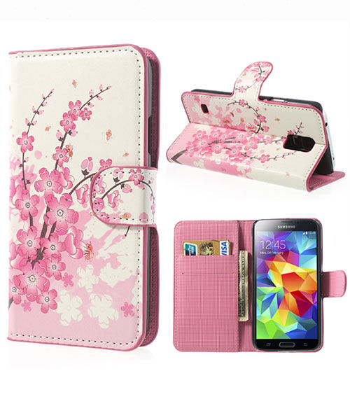 Samsung Galaxy S5 (Neo) Bloem Wallet Stand Case afbeelding 1