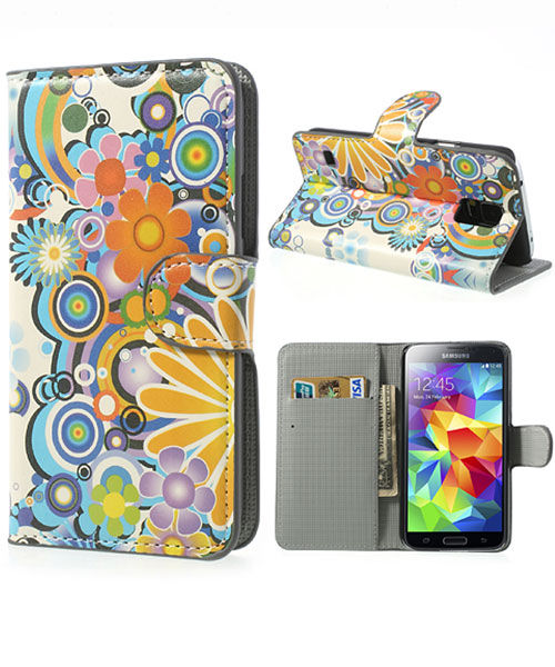 Samsung Galaxy S5 (Neo) Bloemen Wallet Stand Case afbeelding 1