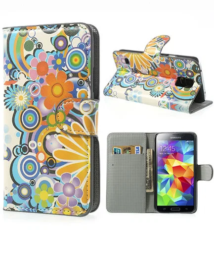 Samsung Galaxy S5 (Neo) Bloemen Wallet Stand Case afbeelding 1