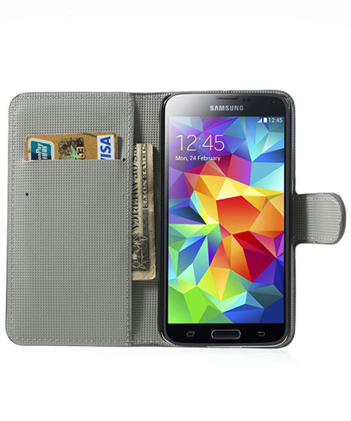 Samsung Galaxy S5 (Neo) Bloemen Wallet Stand Case afbeelding 2