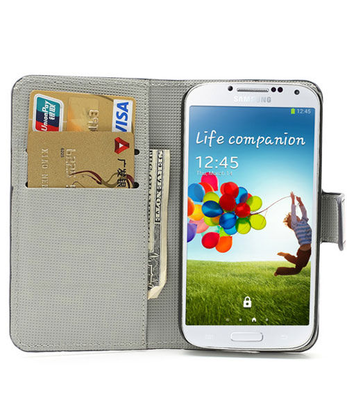 Samsung i9505 Galaxy S4 Wallet Stand Case Vlinder Patroon Zwart afbeelding 2