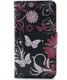 Samsung i9505 Galaxy S4 Wallet Stand Case Vlinder Patroon Zwart afbeelding 3