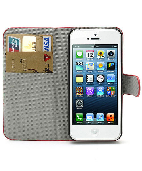 iPhone 5 / 5S / SE Wallet Stand Case Amerikaanse Vlag Patroon afbeelding 2