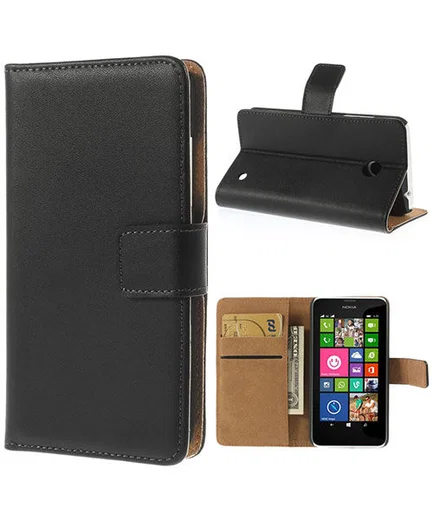 Nokia Lumia 630/635 Wallet Stand Case Zwart afbeelding 1