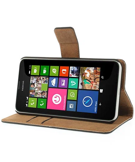 Nokia Lumia 630/635 Wallet Stand Case Zwart afbeelding 2