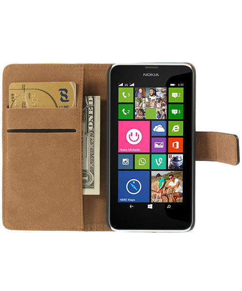 Nokia Lumia 630/635 Wallet Stand Case Zwart afbeelding 4