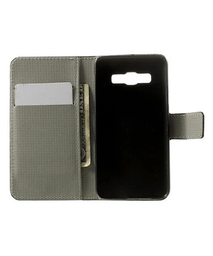 Samsung Galaxy A3 Wallet Flip Case Hoesje Blue Butterfly afbeelding 3