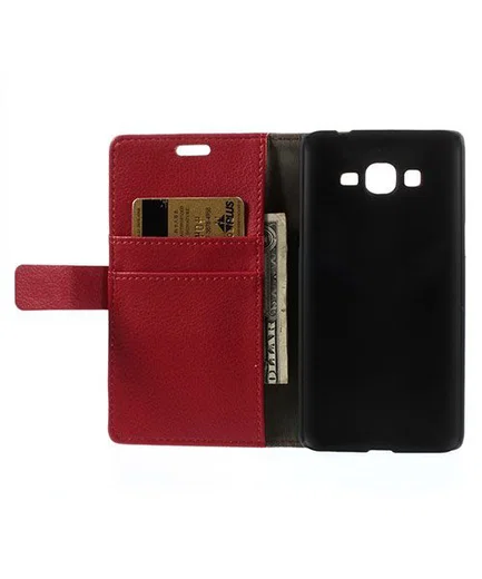 Samsung Galaxy Grand Prime Wallet Flip Case Hoesje Rood afbeelding 6