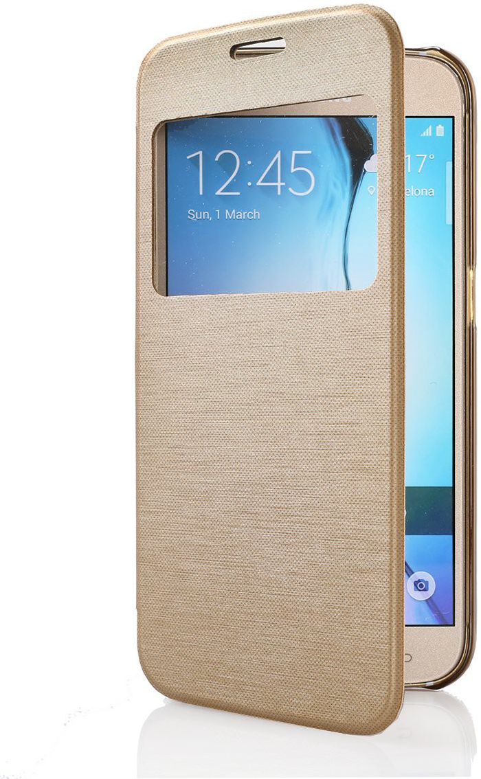 Samsung Galaxy S6 Window View Bookcase Flip Hoesje Goud afbeelding 3