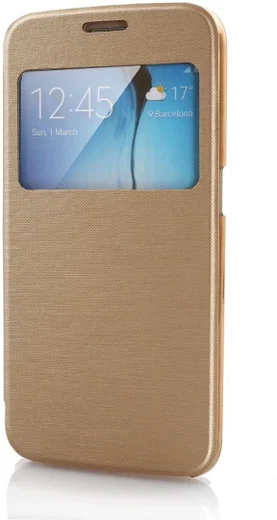 Samsung Galaxy S6 Window View Bookcase Flip Hoesje Goud afbeelding 6