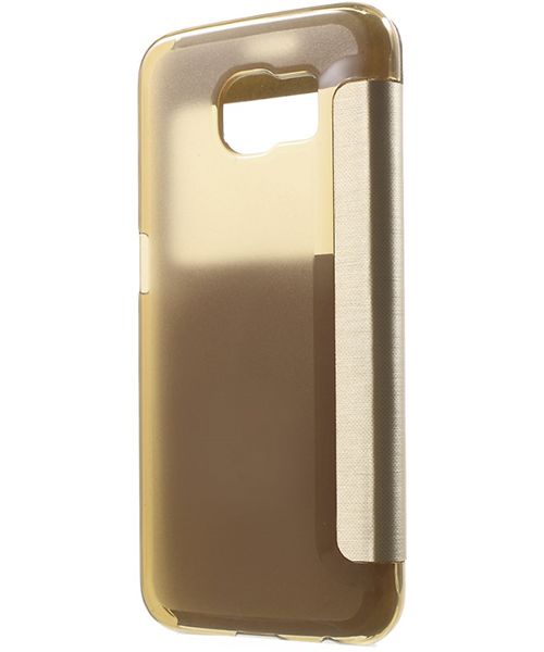 Samsung Galaxy S6 Window View Bookcase Flip Hoesje Goud afbeelding 9