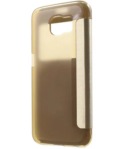 Samsung Galaxy S6 Window View Bookcase Flip Hoesje Goud afbeelding 9