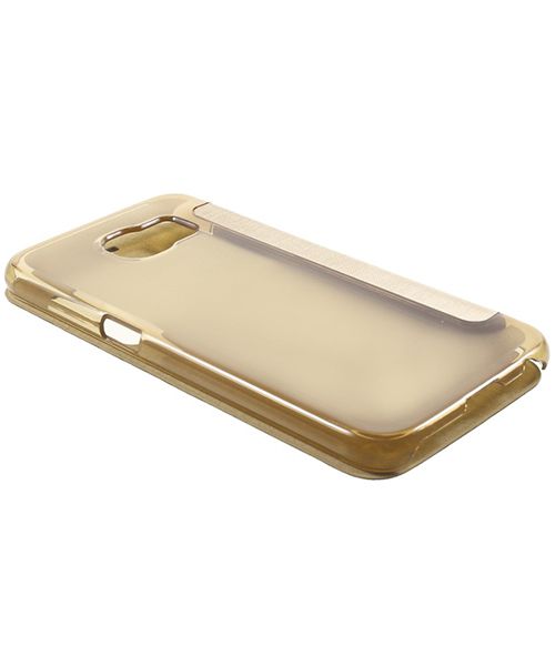 Samsung Galaxy S6 Window View Bookcase Flip Hoesje Goud afbeelding 10