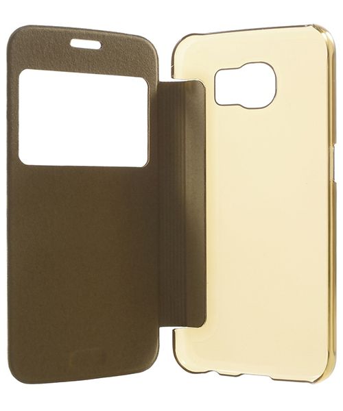 Samsung Galaxy S6 Window View Bookcase Flip Hoesje Goud afbeelding 11