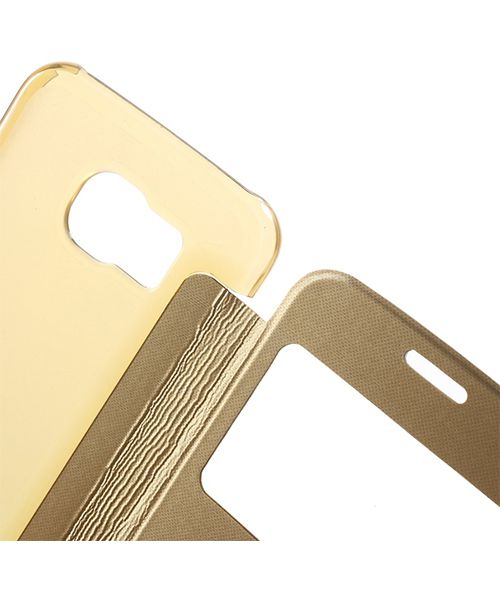 Samsung Galaxy S6 Window View Bookcase Flip Hoesje Goud afbeelding 12