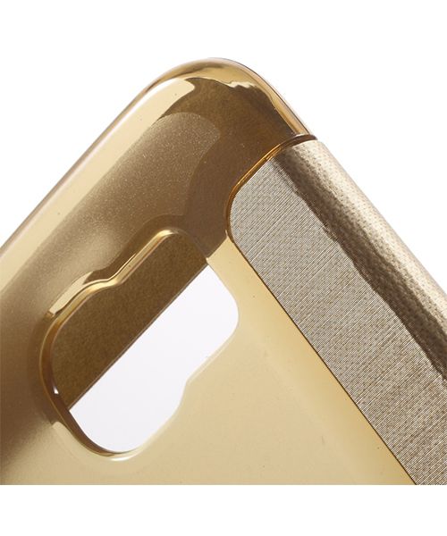 Samsung Galaxy S6 Window View Bookcase Flip Hoesje Goud afbeelding 14