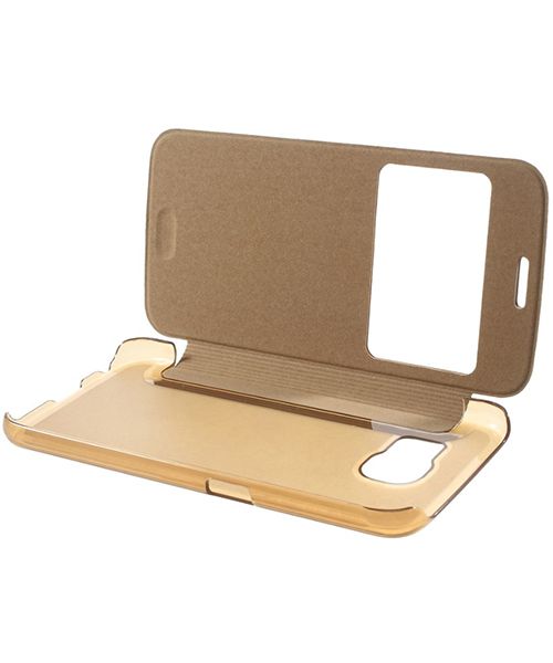 Samsung Galaxy S6 Window View Bookcase Flip Hoesje Goud afbeelding 15