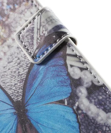 Samsung Galaxy S6 Blue Butterfly Wallet Case afbeelding 8