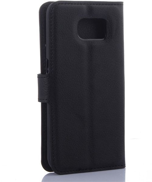 Samsung Galaxy S6 Edge Litchi Stand Case Zwart afbeelding 6