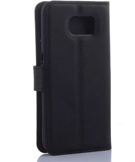 Samsung Galaxy S6 Edge Litchi Stand Case Zwart afbeelding 6