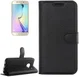 Samsung Galaxy S6 Edge Litchi Stand Case Zwart afbeelding 2