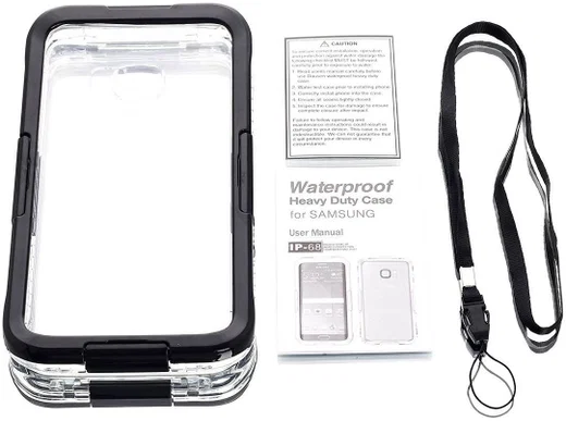 Samsung Galaxy S6 Edge Waterproof Plastic Silicone Case Zwart afbeelding 3