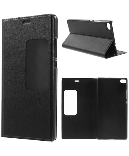 Huawei Ascend P8 View Window Flip Case Zwart afbeelding 1