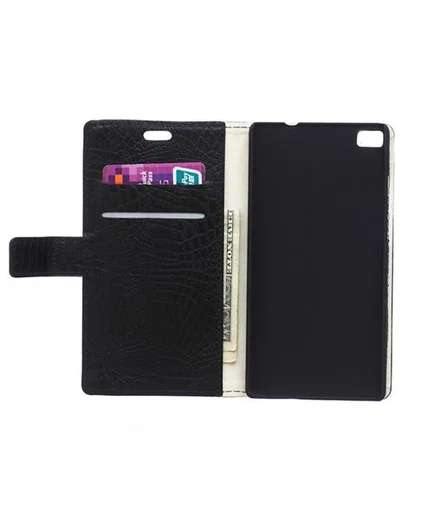 Huawei Ascend P8 Lite Crocodile Wallet Case Zwart afbeelding 2