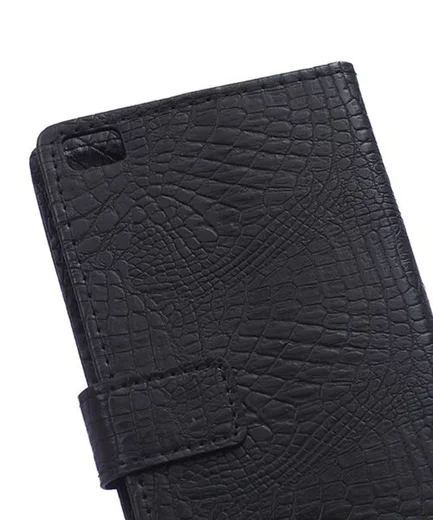 Huawei Ascend P8 Lite Crocodile Wallet Case Zwart afbeelding 4