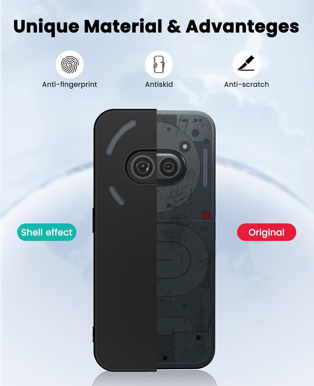 Nothing Phone (2a) / (2a) Plus Hoesje Matte Back Cover Dun TPU Zwart afbeelding 7