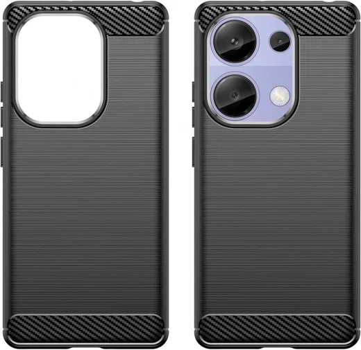 Xiaomi Poco M6 Pro / Redmi Note 13 Pro 4G Hoesje Geborsteld TPU Back Cover Zwart afbeelding 2