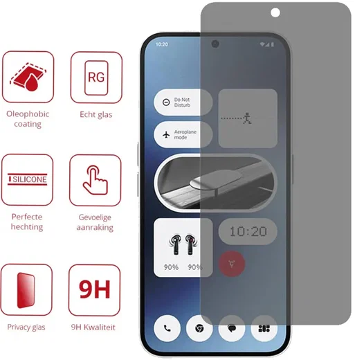 Rosso Nothing Phone (2a) / (2a) Plus 9H Tempered Glass Screen Protector Privacy afbeelding 2