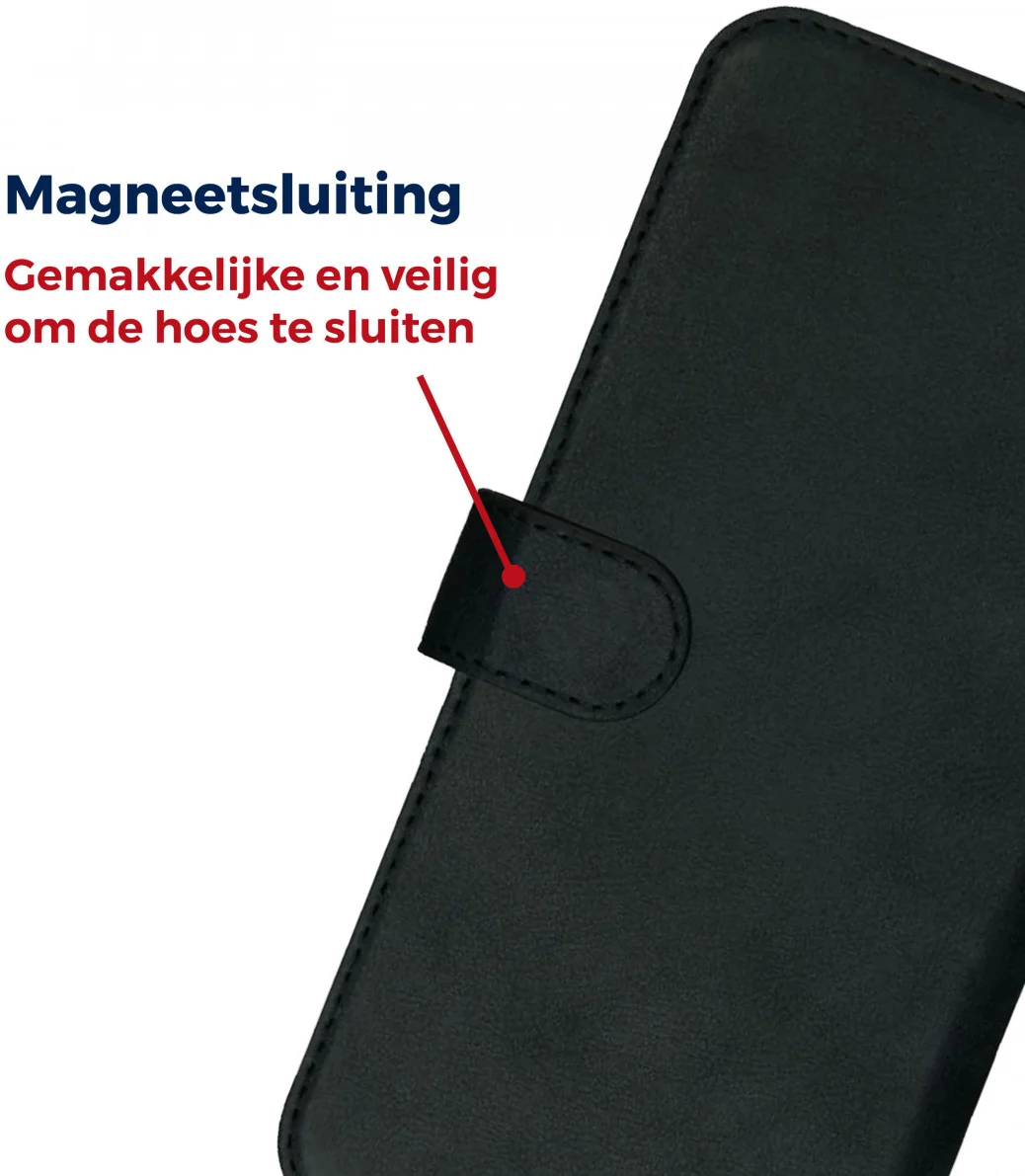 Rosso Deluxe Google Pixel 9 / 9 Pro Hoesje Echt Leer Book Case Zwart afbeelding 4