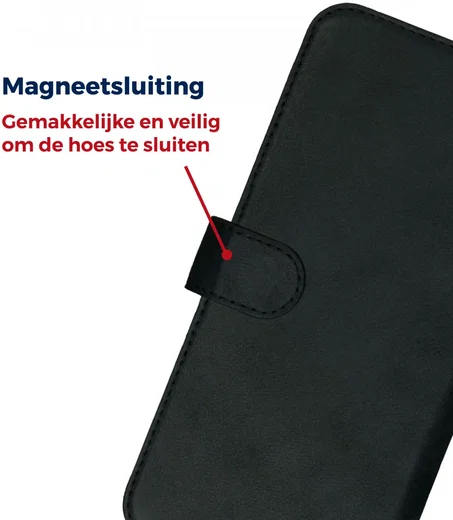 Rosso Deluxe Google Pixel 9 / 9 Pro Hoesje Echt Leer Book Case Zwart afbeelding 4