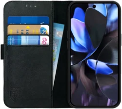 Rosso Deluxe Google Pixel 9 / 9 Pro Hoesje Echt Leer Book Case Zwart afbeelding