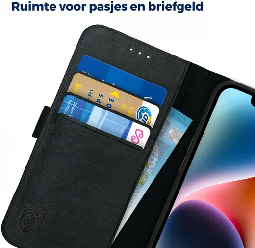Rosso Deluxe Samsung Galaxy Z Fold 6 Hoesje Echt Leer Book Case Zwart afbeelding 4