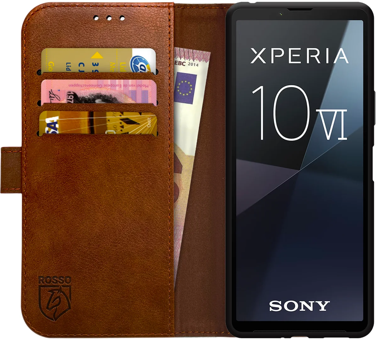 Rosso Element Sony Xperia 10 VI Hoesje Book Case Wallet Bruin afbeelding 1