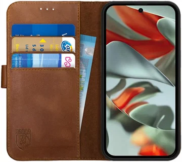 Rosso Deluxe Google Pixel 9 Pro XL Hoesje Echt Leer Book Case Bruin
