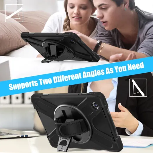 Lenovo Tab M11 / K11 Hoes Back Cover met Kickstand en Handriem Zwart afbeelding 5