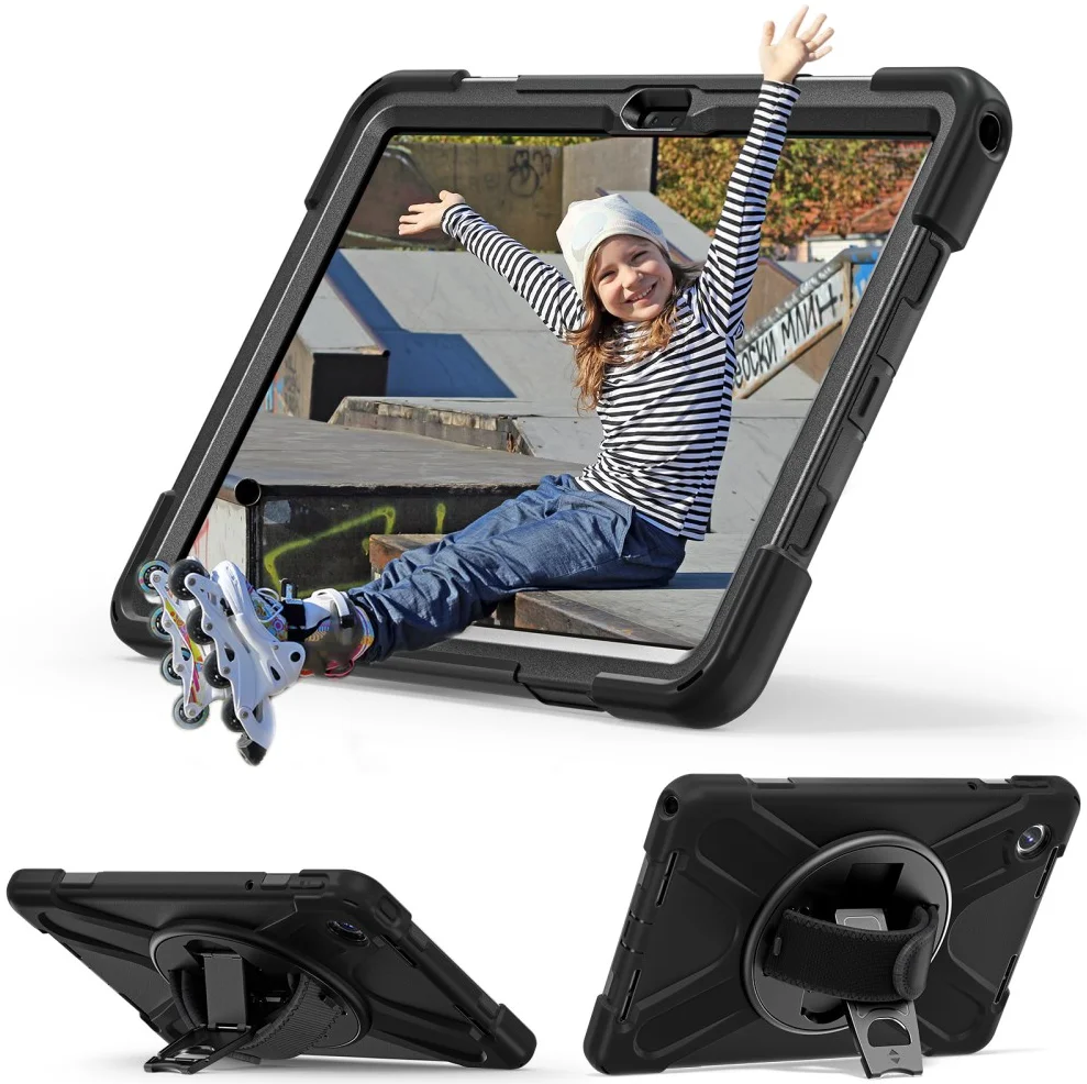 Lenovo Tab M11 / K11 Hoes Back Cover met Kickstand en Handriem Zwart afbeelding 6