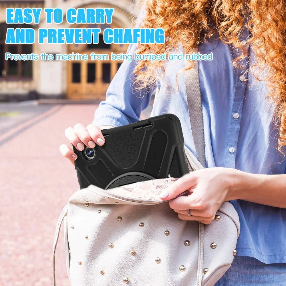 Lenovo Tab M11 / K11 Hoes Back Cover met Kickstand en Handriem Zwart afbeelding 7