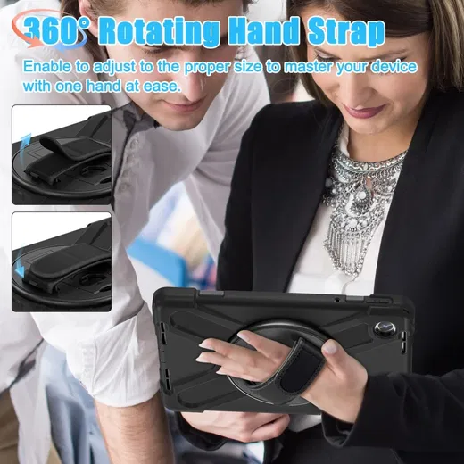 Lenovo Tab M11 / K11 Hoes Back Cover met Kickstand en Handriem Zwart afbeelding 9