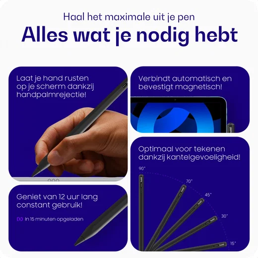 Buddi Wave Actieve Stylus Pen met Handpalmrejectie (voor iPad) Zwart afbeelding 4