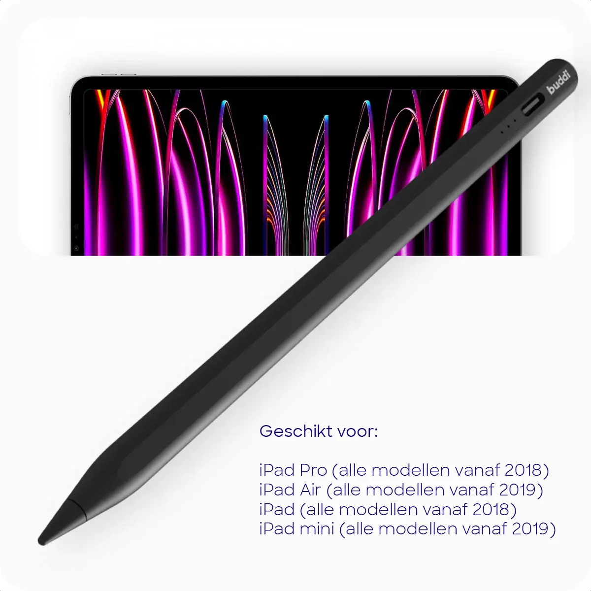 Buddi Wave Actieve Stylus Pen met Handpalmrejectie (voor iPad) Zwart afbeelding 5
