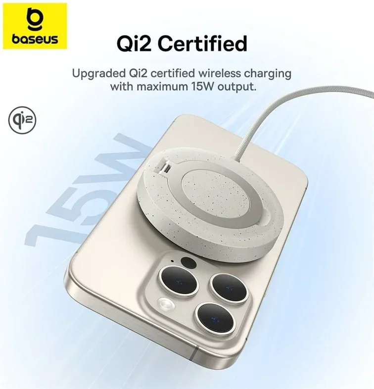 Baseus Simple Mini4 Qi2 MagSafe Draadloze Oplader 15W Goud afbeelding 11