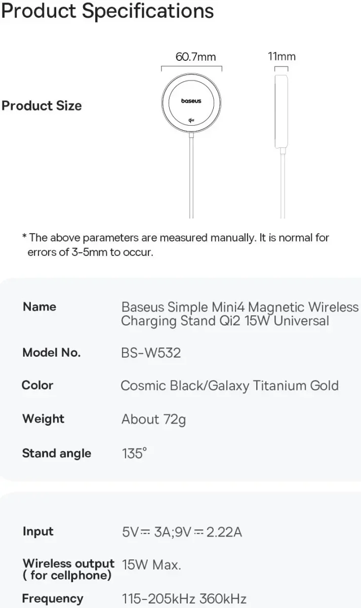 Baseus Simple Mini4 Qi2 MagSafe Draadloze Oplader 15W Goud afbeelding 17