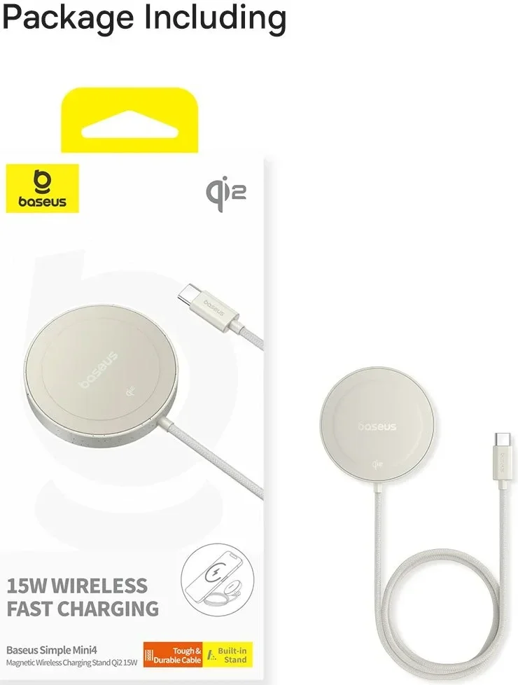 Baseus Simple Mini4 Qi2 MagSafe Draadloze Oplader 15W Goud afbeelding 19