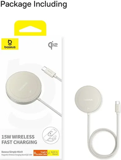 Baseus Simple Mini4 Qi2 MagSafe Draadloze Oplader 15W Goud afbeelding 19